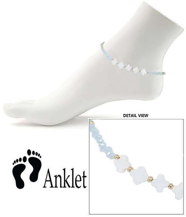 Glass Beaded Clover Anklet
