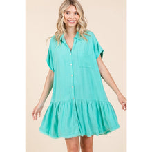 Button Down Shirt Dress in Tiffany (REG)