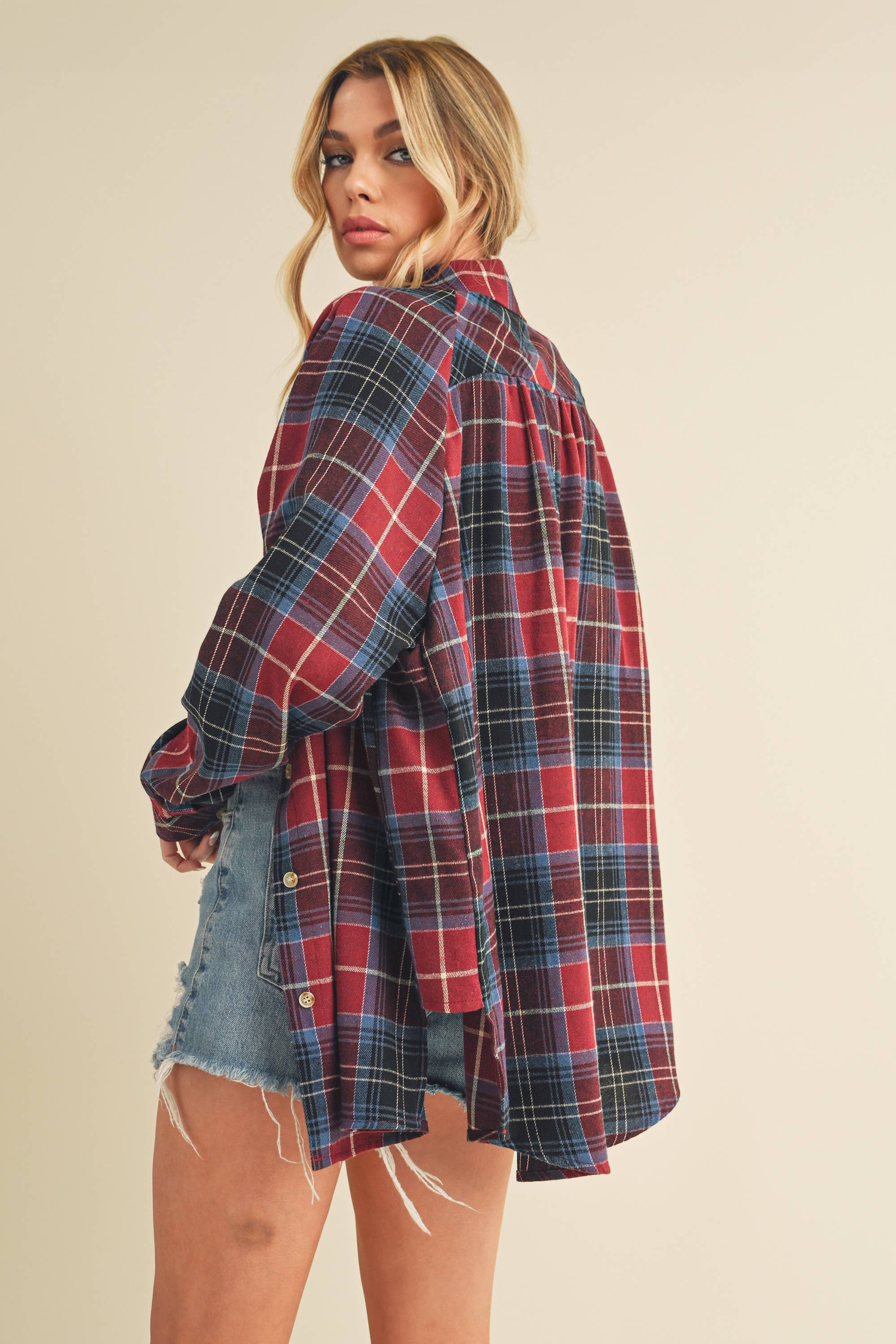 Katie Flannel Top in Red (REG)