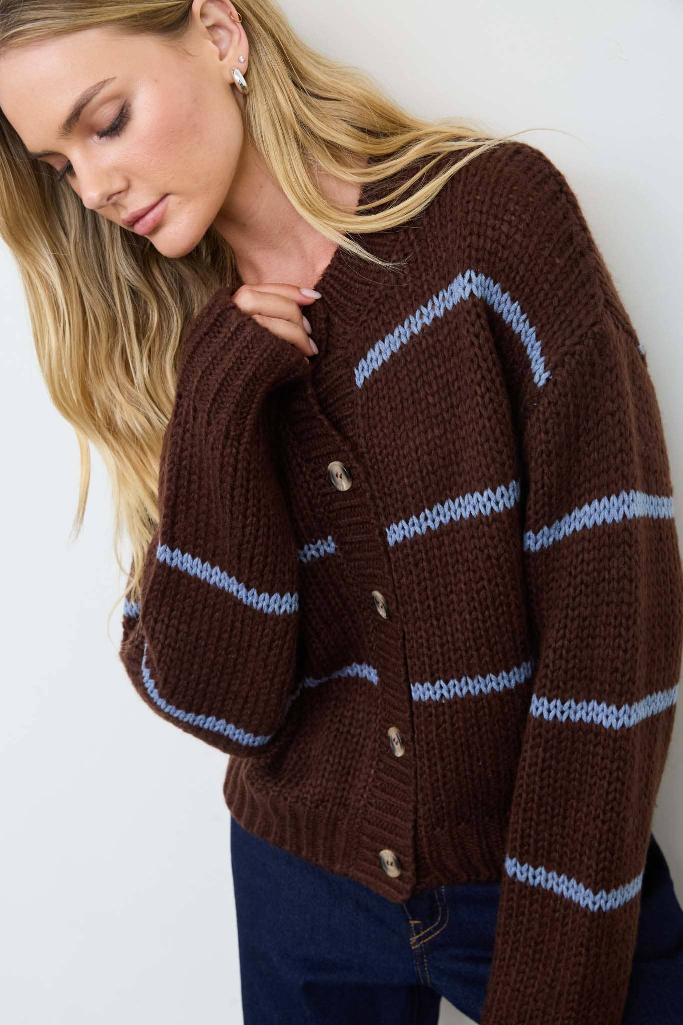 Brown & Blue Striped Cardigan (REG)