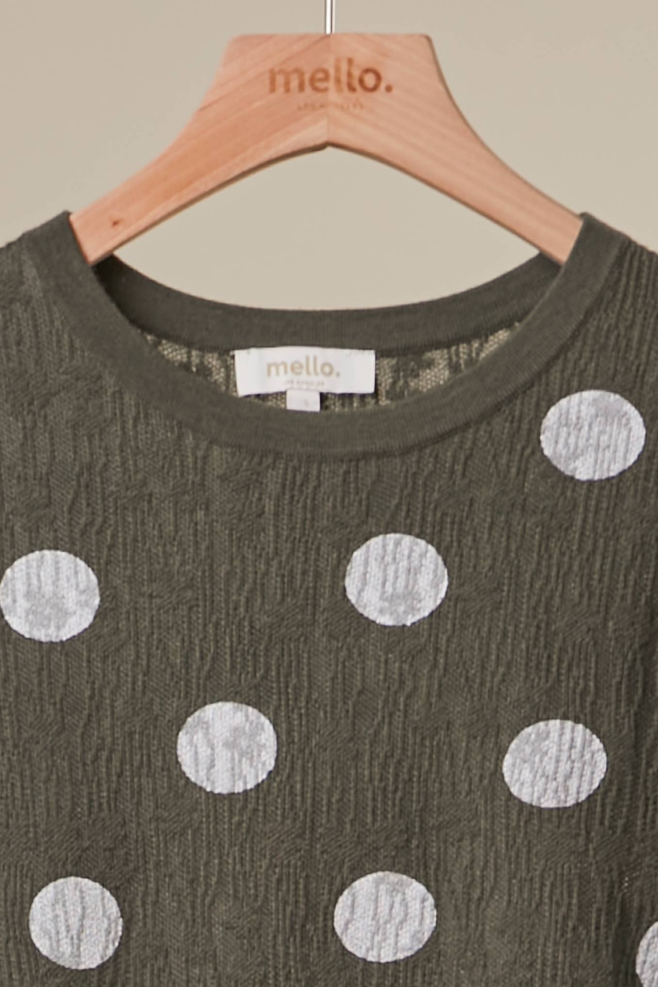 Textured Polka Dot Top in Olive (REG)