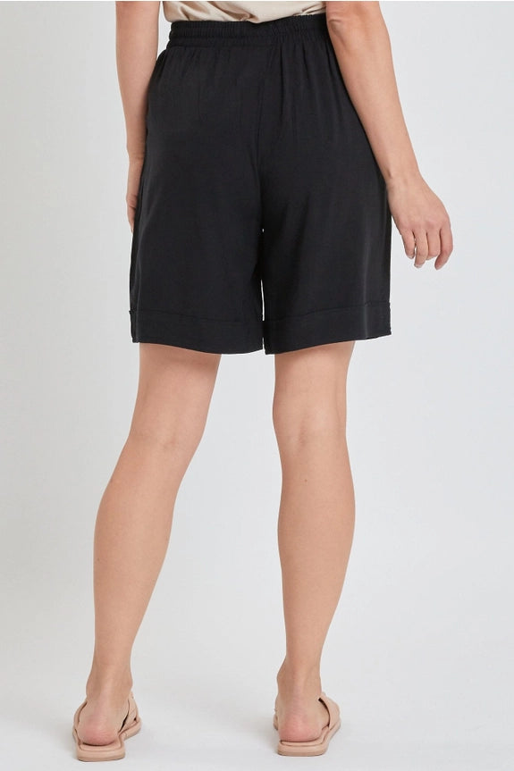 Missy Double Cuff Drawstring Shorts in Black (REG)