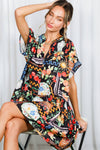 Black Multi Print Mini Dress (REG)