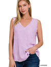 Frayed Edge Tank Top in Lavender
