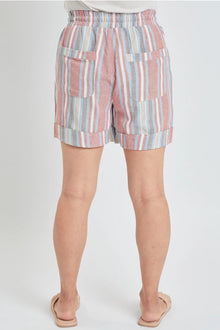 Missy Linen Shorts in Red Vari (REG)