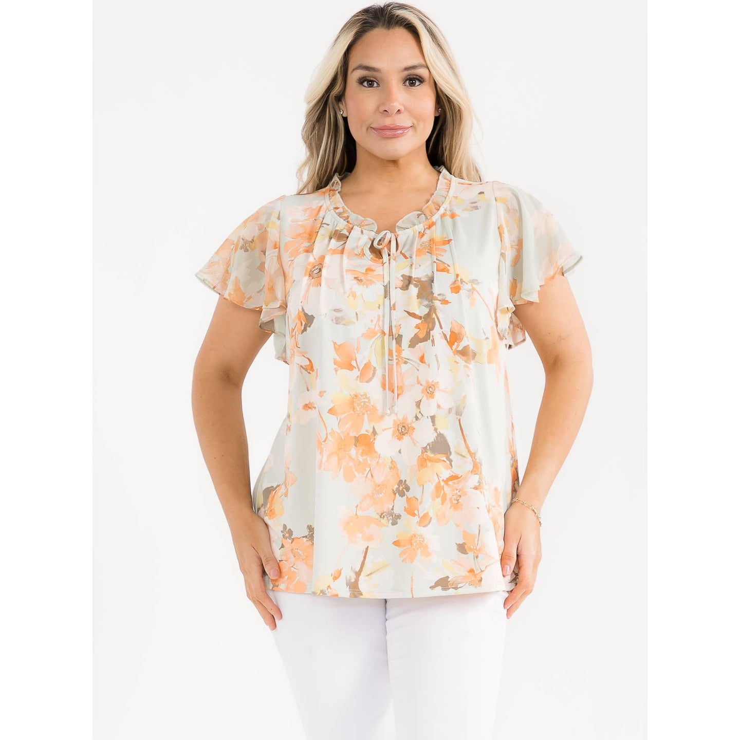 Peach Blossom Blouse Top (PLUS)