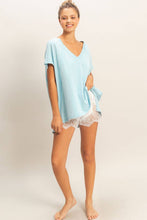 Oversized V-Neck Top in Blue (REG/PLUS)