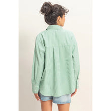 Green Striped Button-Up Top (REG)