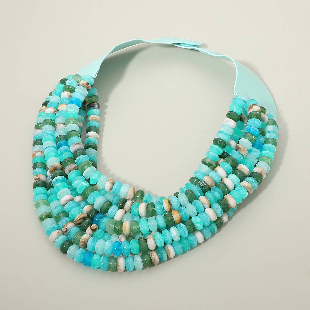 Faux Leather Layered Bead Necklace