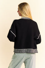 Printed Rib Cardigan in Black (REG)