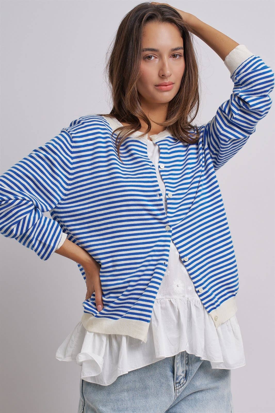 Blue Breton Striped Cardigan (REG)