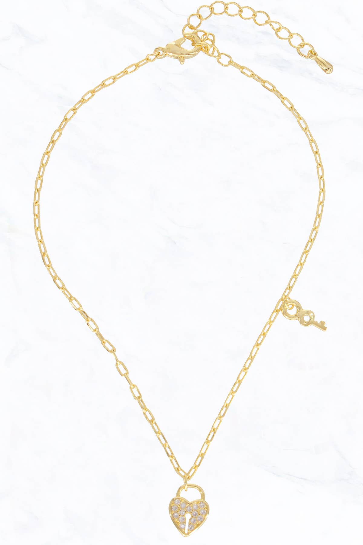 Heart Lock with Rhinestone Anklet