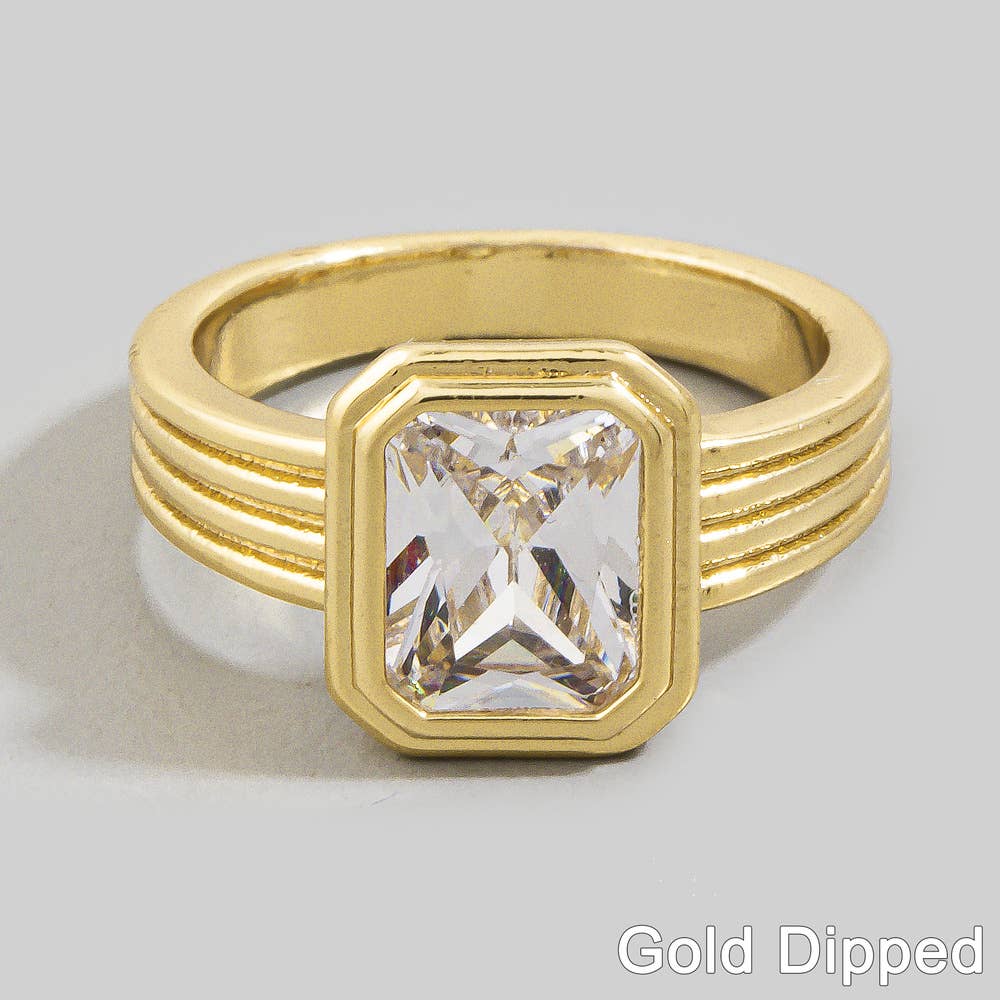 Triple Ridge CZ Ring