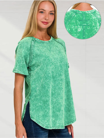 French Terry Raglan Top in Green