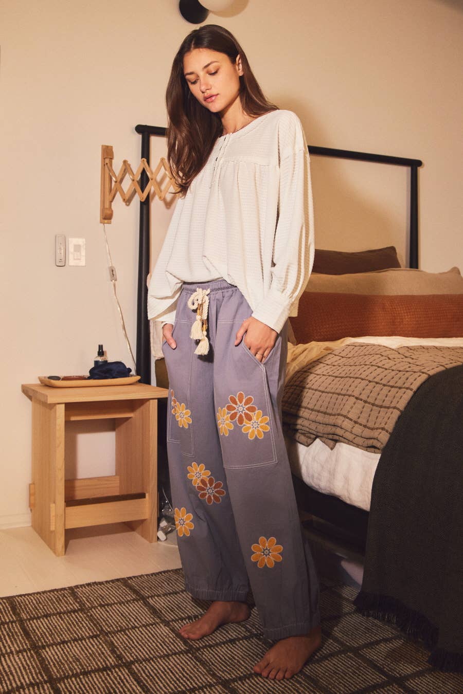 Relaxed Daisy Patch Pants in Blue Haze (REG)