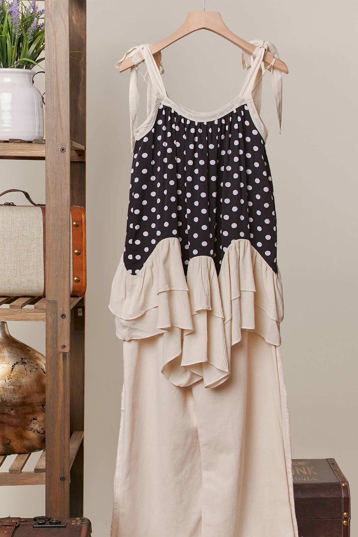 Layered Polka Dot Tunic Top (REG)