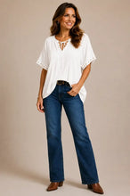 Pintuck Tie Front Top in White (REG)