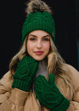 Green Cable Pom Hat