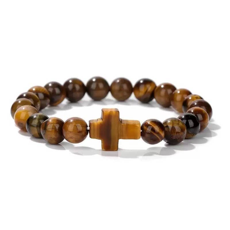 Natural Stone Cross Bracelet