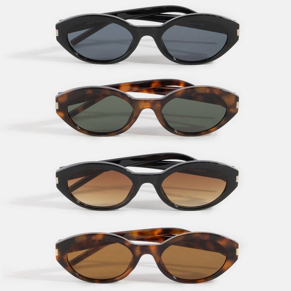 Metallic Accent Oval Sunglasses
