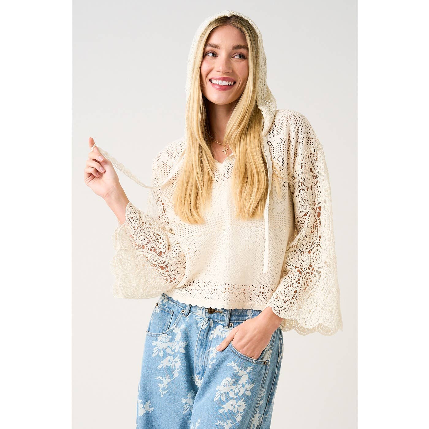 Crochet Lace Hoodie Top (REG)