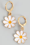 Enamel Daisy Huggie Earrings