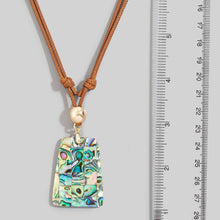 Shell Grid Rectangle Cord Necklace