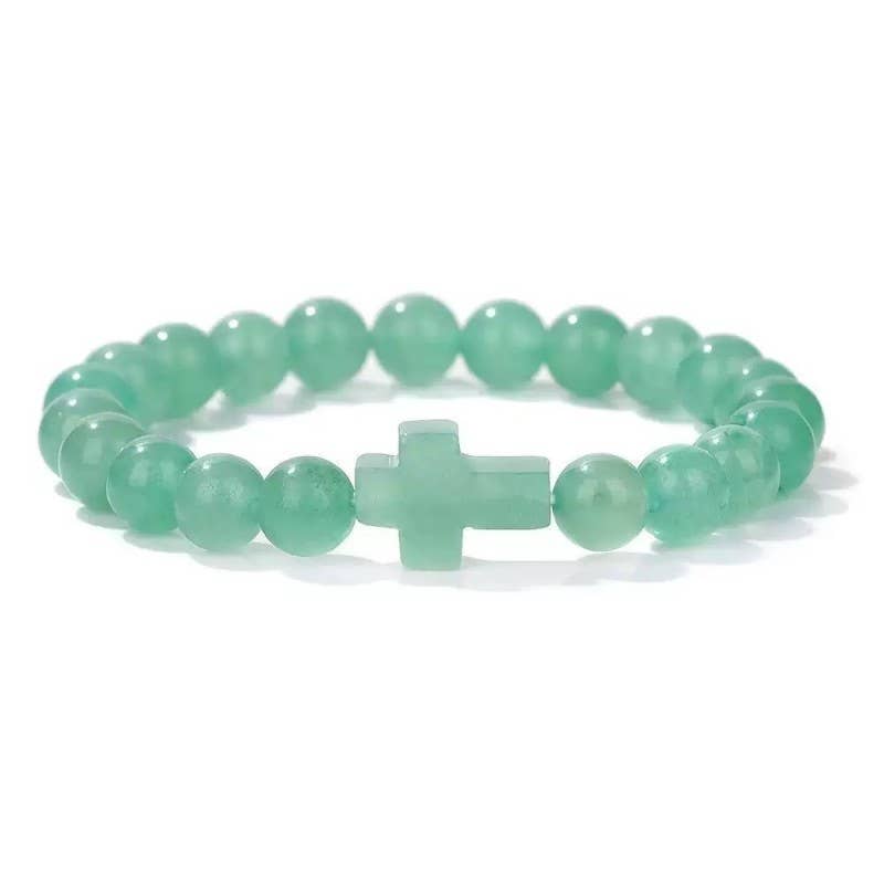 Natural Stone Cross Bracelet