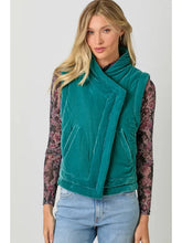 Velvet Puffer Vest in Emerald