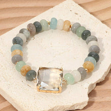 Square Gem Chunky Beaded Stretch Bracelet