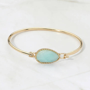 Oval Stone Bangle Bracelet