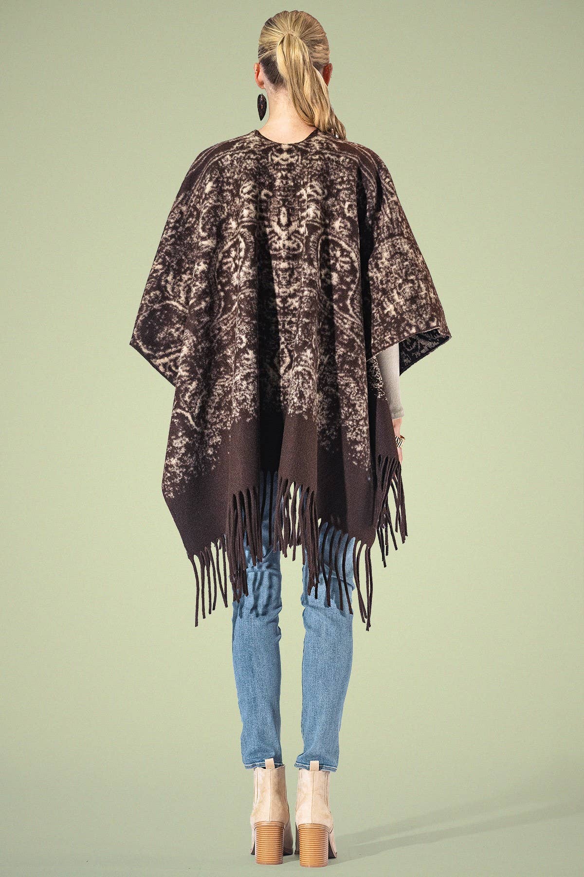 Yarn Dyed Paisley Fringe Ruana