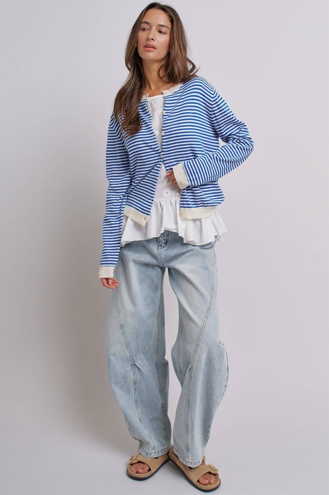 Blue Breton Striped Cardigan (REG)