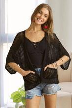 Fishnet Short Sleeve Kimono in Black (REG)