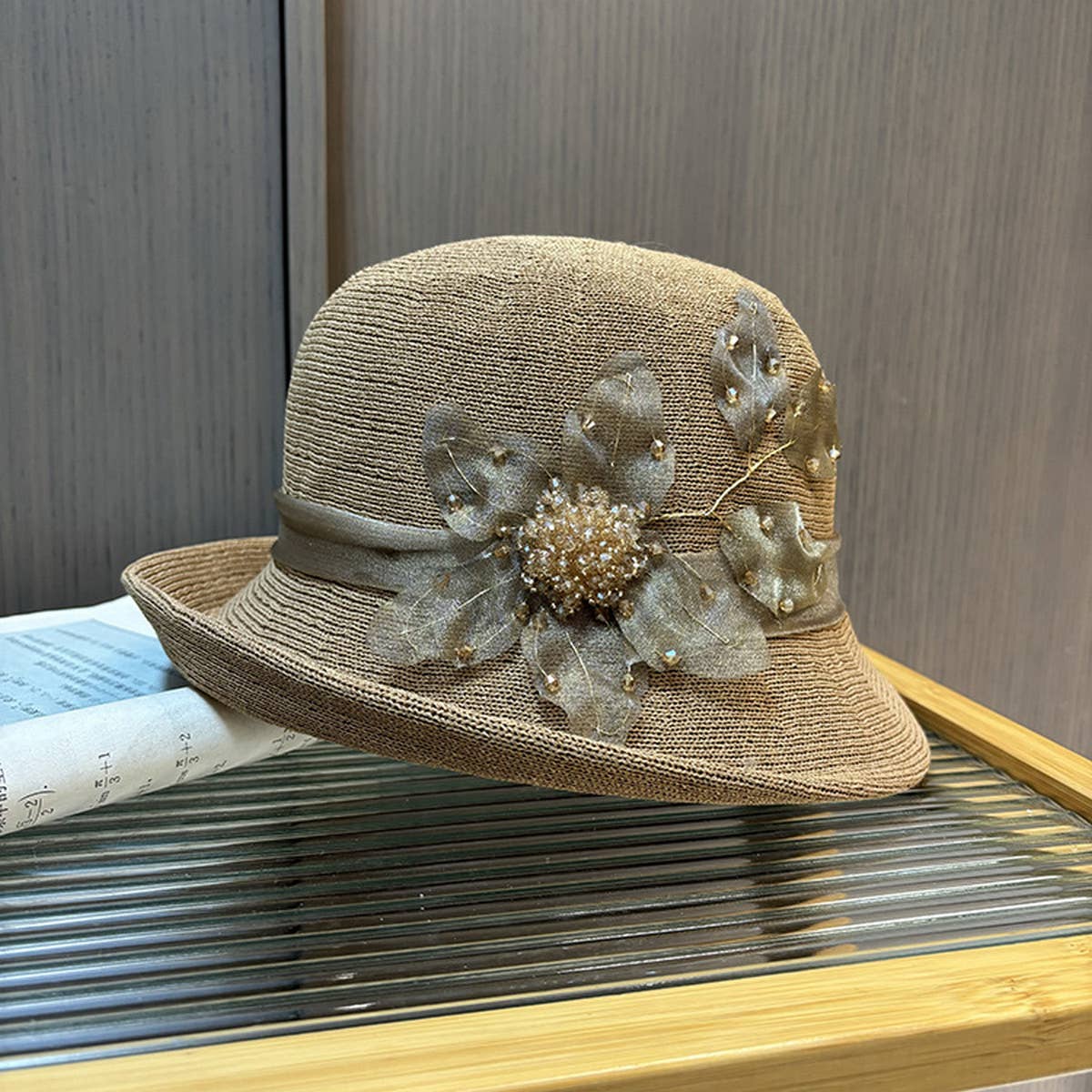 Floral Knitted Bucket Hat