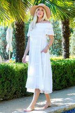 Off Shoulder Tiered Midi Dress in Ivory (REG)