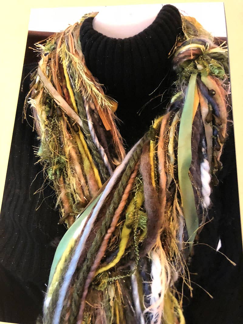 Green and Beige Artisan Scarf