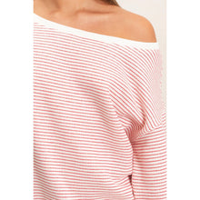 Red Striped Off The Shoulder Sweatshirt (REG)