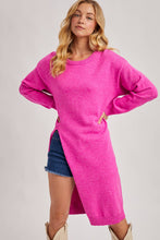 High Slit Longline Sweater in Hot Pink (REG)