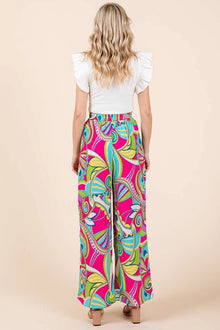 Wide Leg Paisley Pants in Fuchsia (REG)