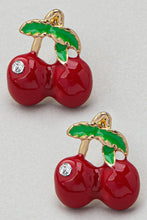 Cherry Stud Earrings w/ Rhinestone