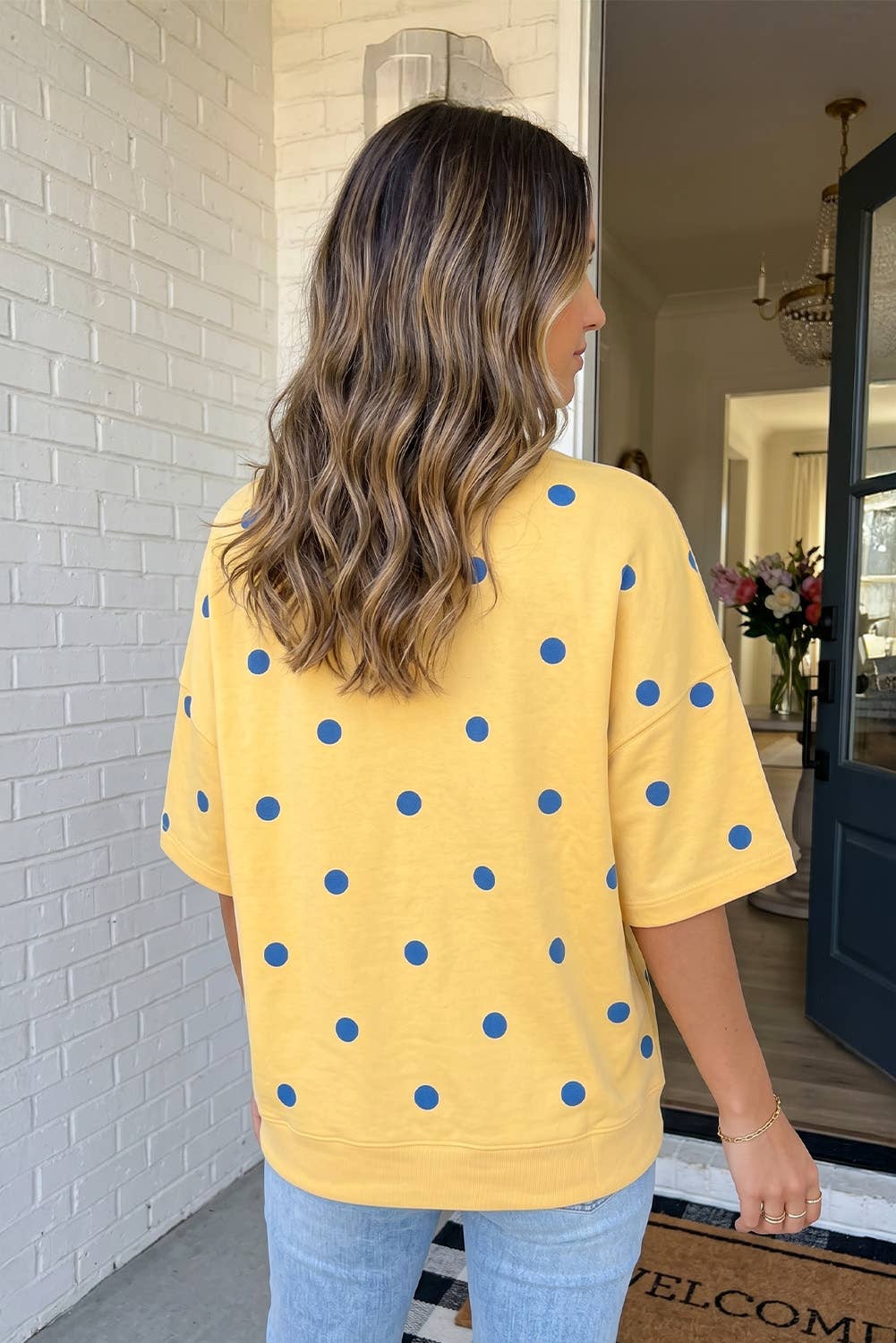 Feeling Cute Yellow Polka Dot Top (REG)