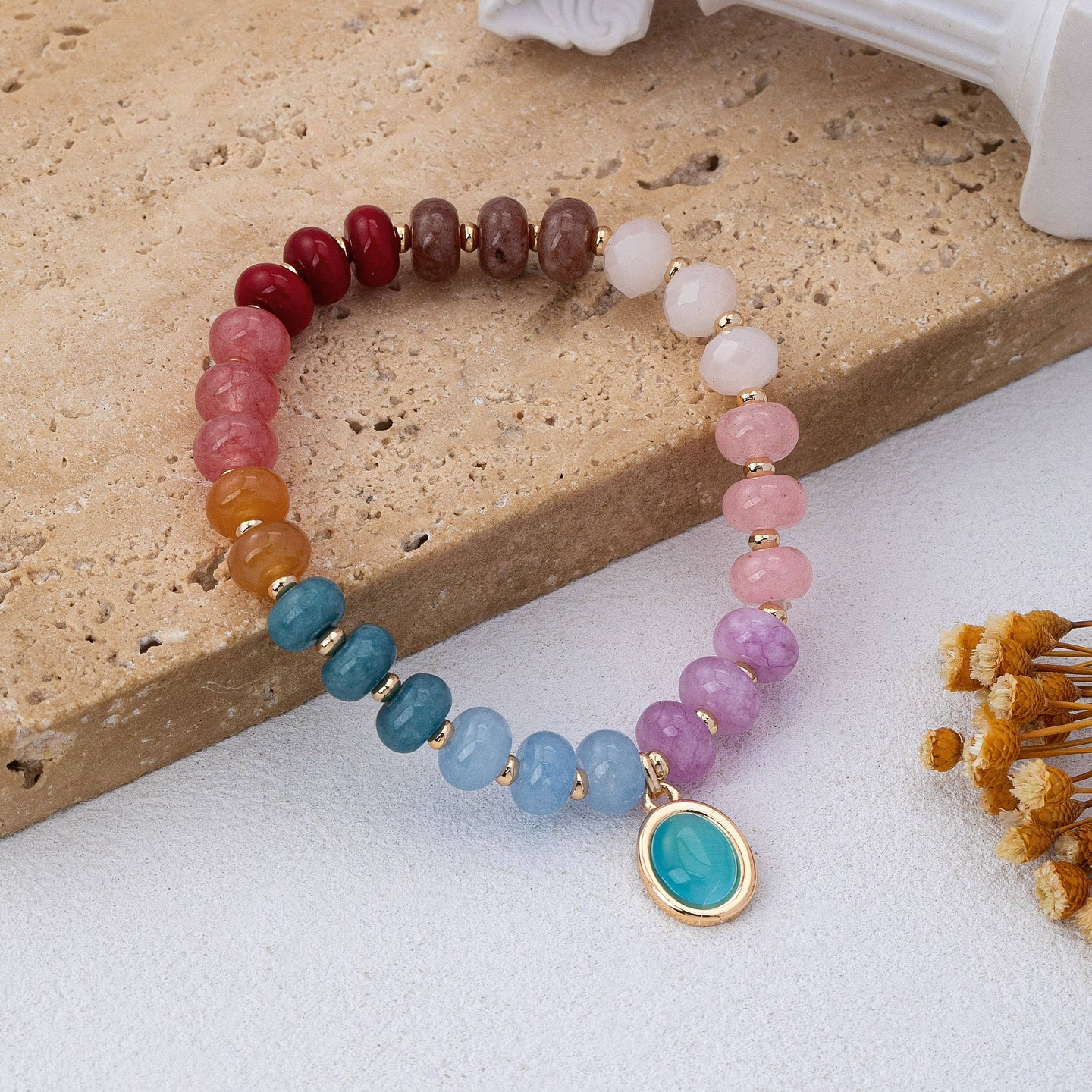 Natural Stone Cateye Stretch Bracelet