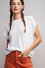 Solid Short Sleeve Sweater in White (REG)