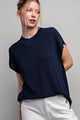 Solid Short Sleeve Sweater in Navy (REG)