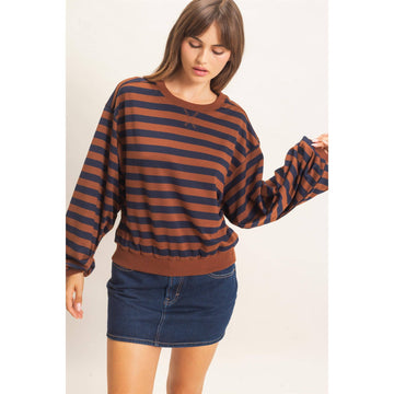 Lyla Striped Sweatshirt in Brown (REG)