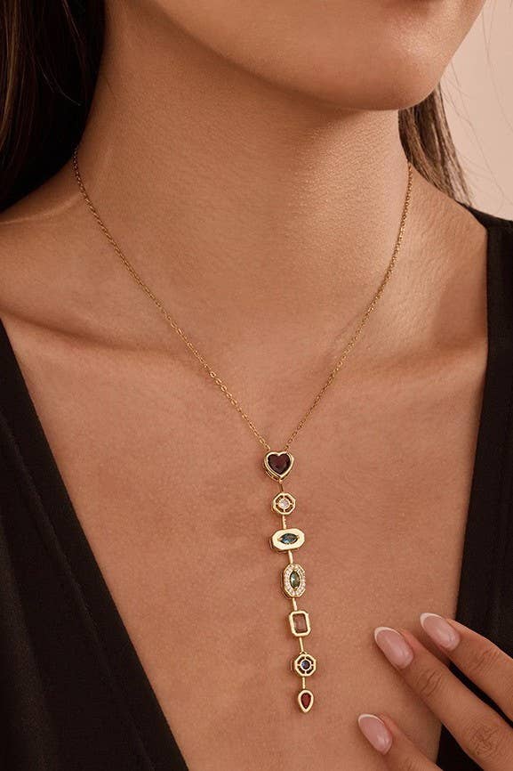Mixed Shape Jewel Y Necklace