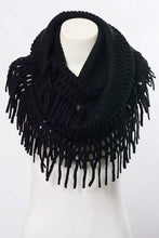 Tassel Fringe Knit Infinity Scarf