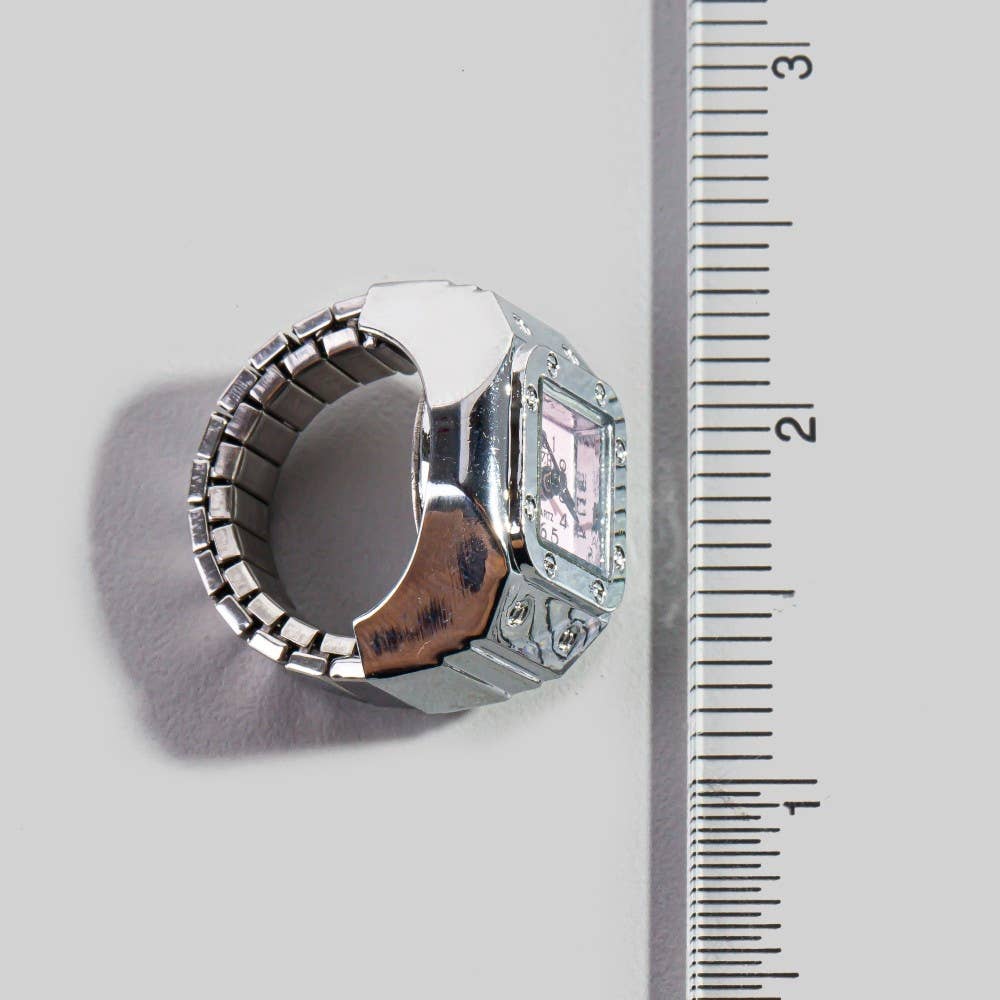 Stainless Steel Square Ring Watch