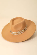 Gold Brocade Wide Brim Fedora Hat